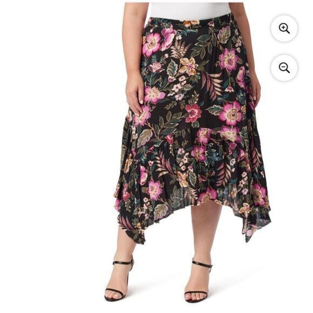 Jessica Simpson 3X Plus‎ AssymetricqalFloral Midi Tiered Bohemian Chic Whimsical - Picture 3 of 6